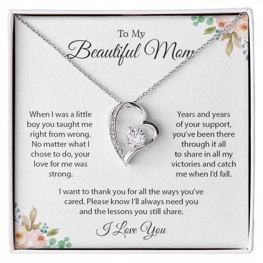 To My Beautiful Mom | I love You - Forever Love Necklace